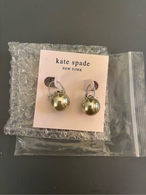 kate spade olive pearl drop earrings